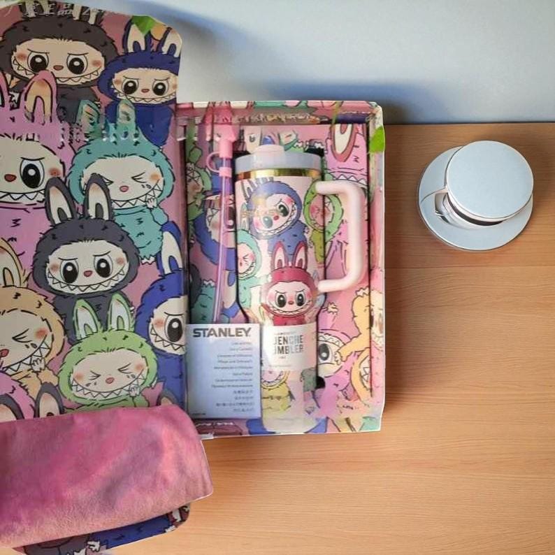 Limited Edition Cartoon 40Oz Tumbler- Viral Pop Mart Collab, Cute Cartoon Tumbler, Perfect for Best Friend Gift Idea