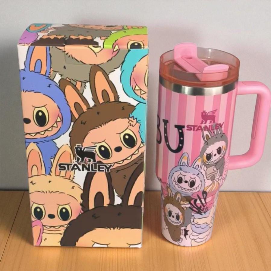 L a b u b u   Themed Stan Cup | Cute Kawaii Tumbler with Lid Straw | 9 Adorable Styles | Reusable Travel Mug for Hot & Cold Drinks