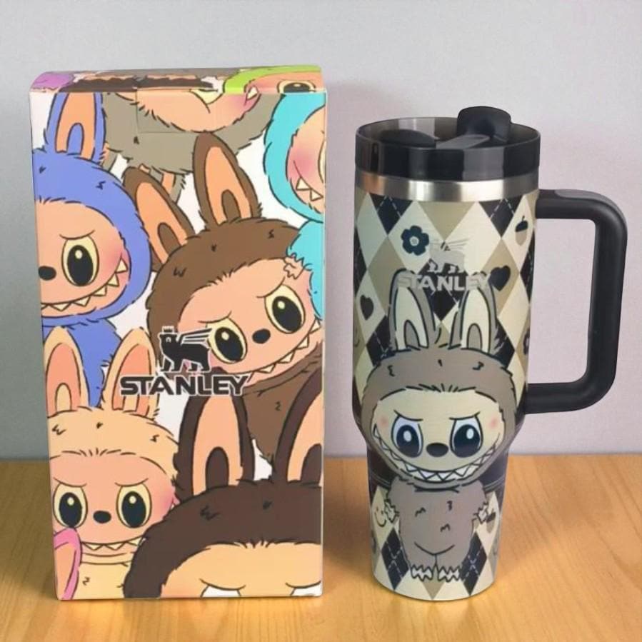 L a b u b u   Themed Stan Cup | Cute Kawaii Tumbler with Lid Straw | 9 Adorable Styles | Reusable Travel Mug for Hot & Cold Drinks